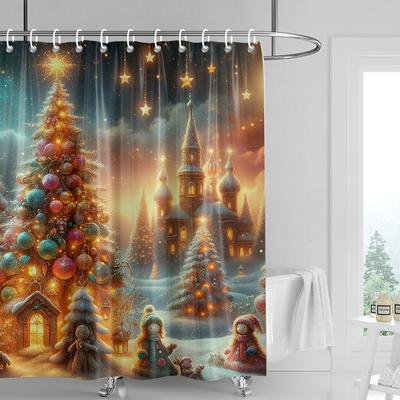 Home Decoration Shower Curtains for Bathroom Waterproof Curtain Fabric Modern Nordic Style Living Room Merry Christmas Winter