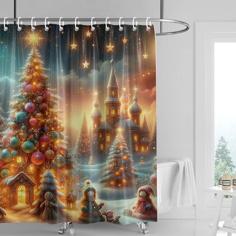 Dekoracja domu zasłony prysznicowe do łazienki wodoodporna tkanina zasłonowa Nowoczesny styl skandynawski Salon Wesołych Świąt zima