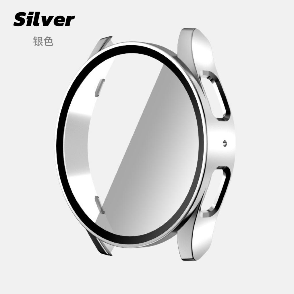 

Закаленное стекло + чехол для Samsung Galaxy Watch 7, 44 мм, 40 мм, защитная пленка для экрана, чехол-бампер для Galaxy Watch FE, 40 мм, 44 мм Galaxy Watch 7 44mm серебряный