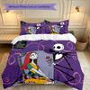 Halloween Jack Sally Skull Duvet Cover Set - Without Core & Quilt, Lightweight Machine Washable, Anime Style Gaming Bed Set