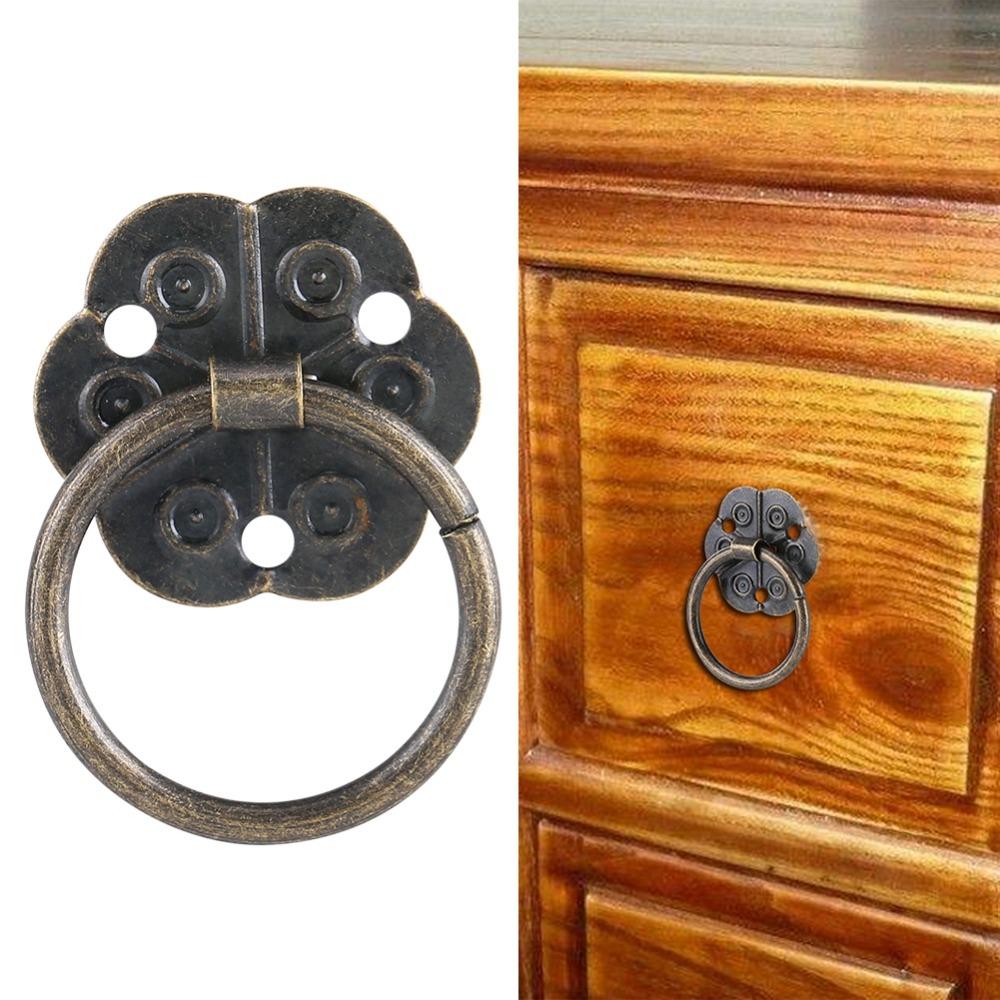 20pcs Small Furniture Handle Bronze Tone Ring Pull Hardware Vintage Drawer Cabinet Pull Drawer