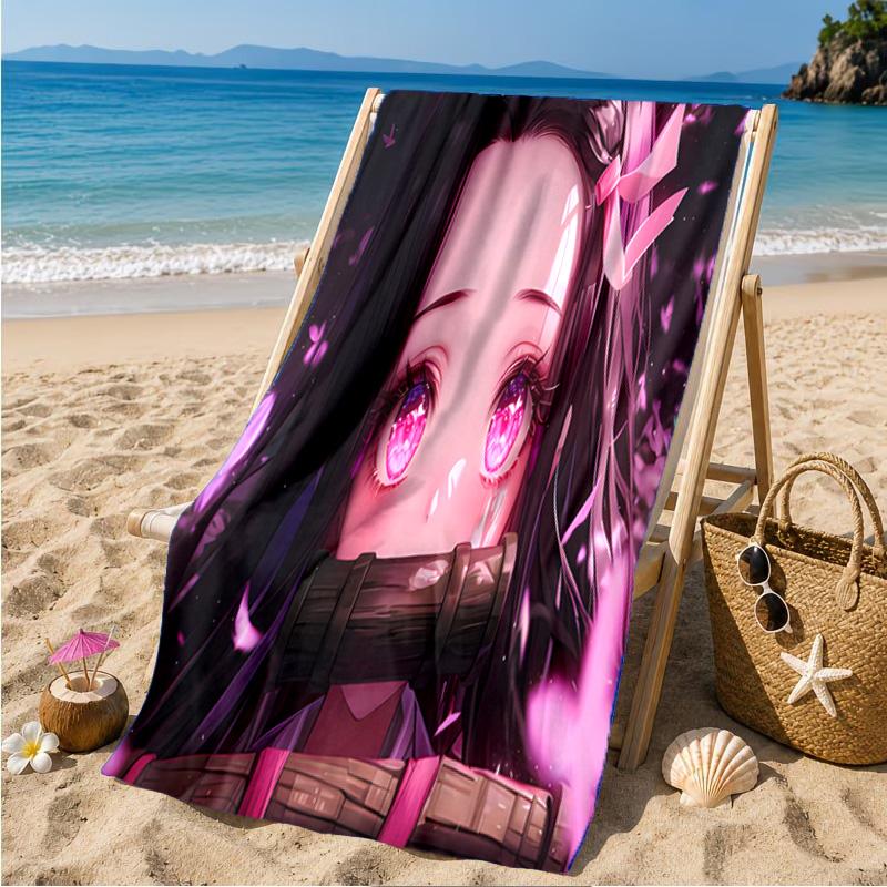 Butterfly Nezuko Fantasy Beach Towel Microfiber Beach Towel, Lightweight and Quick-Dry, for Summer Travel, Swimming Pool Fan Birthday Gift