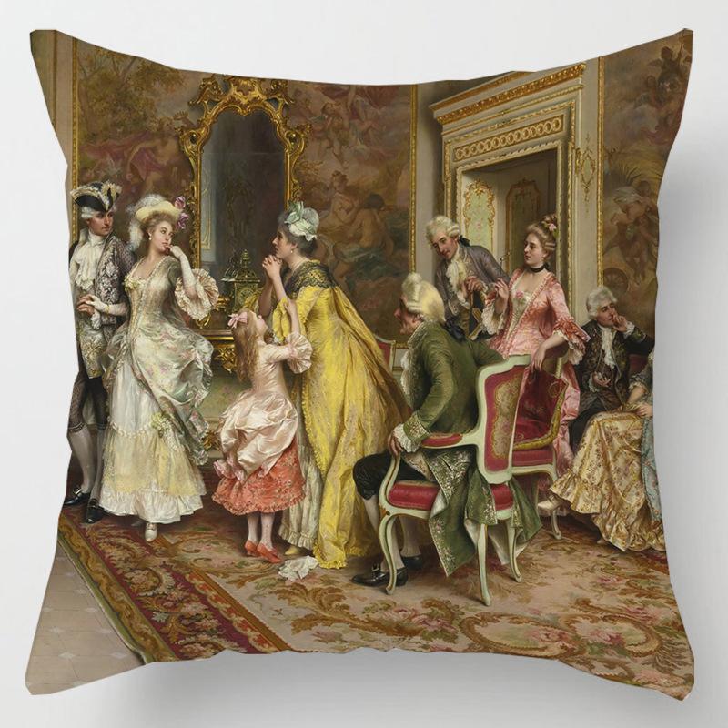 European Court Figures Throw Pillow Cover With Short Plush Print For Living Room Sofa Decoration Cushion Cover Pillow Covers