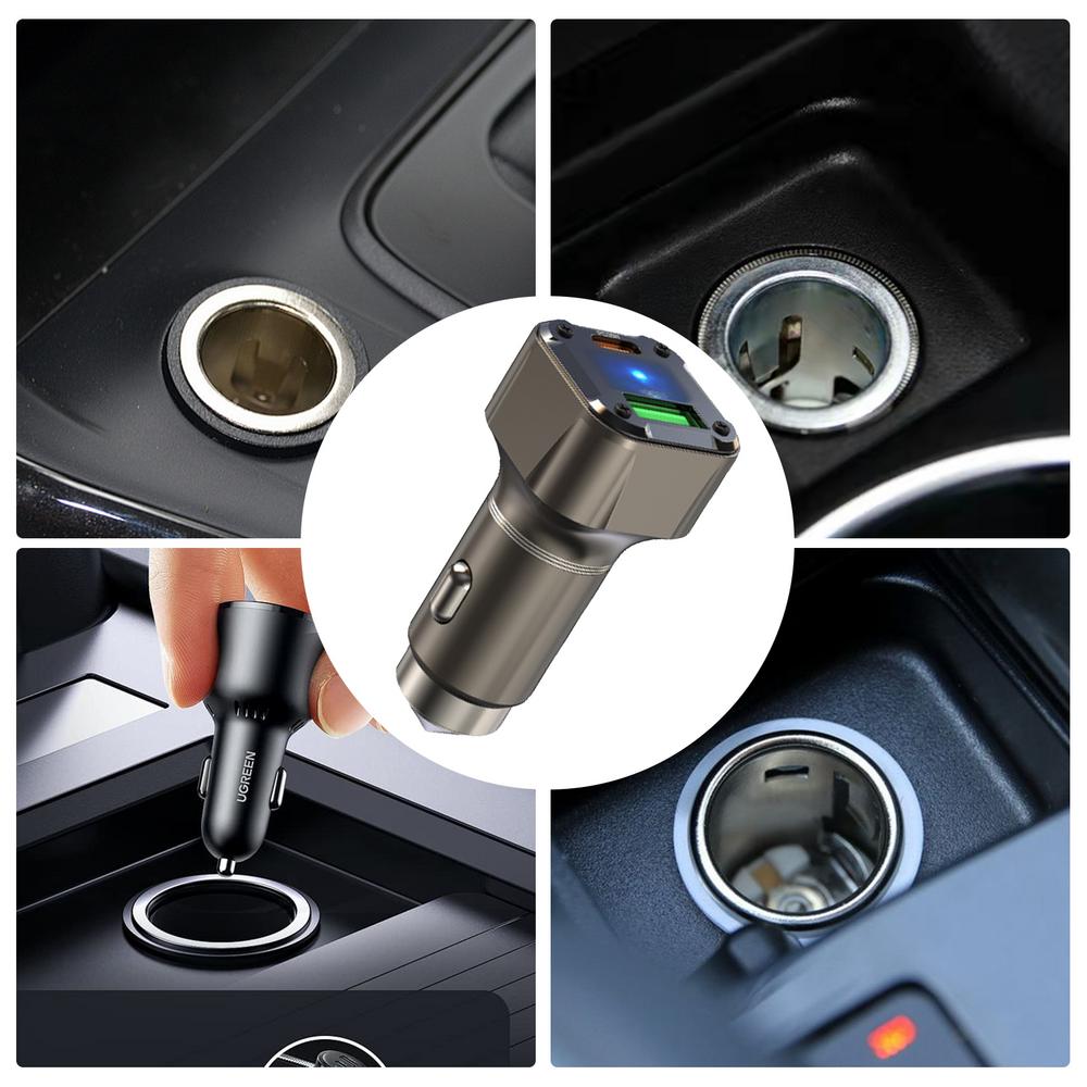 USBC Car Charger Fast Car Charger 30W Car Adapter With Safety Hammer Design USB Car Adapter Multi-Function Car Charger Adapter