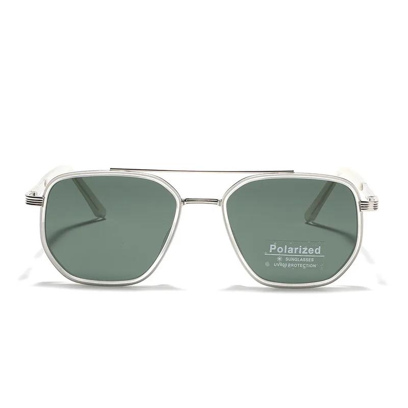 Sunglasses Men Retro Style Metal Frame Sun Glasses Double Bridge Driving Uv400 Eyewear Hombre