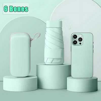 Mini Flat Six Folding Sunshade Parasol Sunscreen UV Umbrella Compact Portable Capsule Umbrella Unbrella Parasol Umbrella