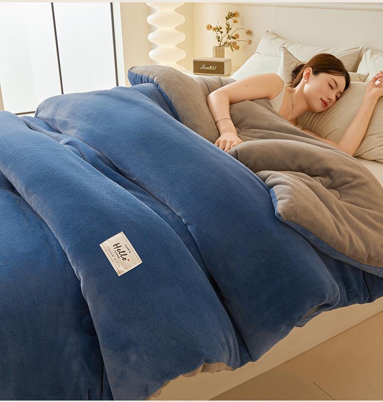 Edredón de Forro Polar de Doble Cara de Terciopelo de Leche - Grueso, Cálido, Edredón de Forro Polar Coral para Todas las Estaciones para Dormitorio