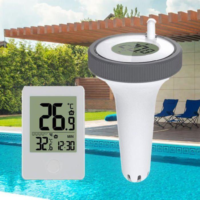 Thermomètre eau sans fil IPX7 avec récepteur LCD – piscine, spa, aquarium, étang, enregistreur T°C MAX/MIN
