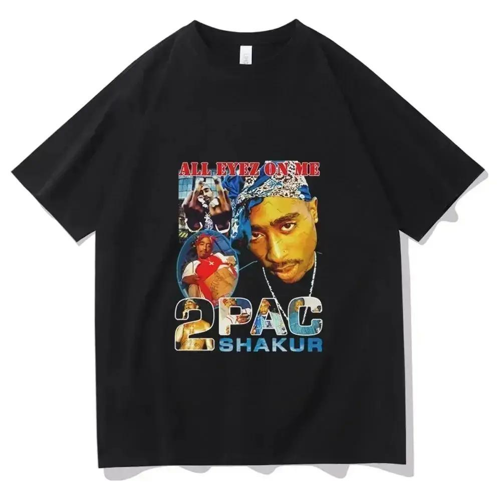 Tupac Shakur (2Pac) "All Eyez On Me" 90s West Coast Hip Hop Legend Graphic Print Oversized Vintage Streetwear Rap Fan Merch T-Shirt Top