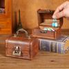 Vintage Wooden Jewelry Box with Combination Lock and Handle for Film Props