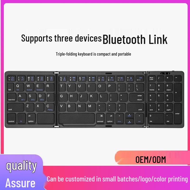 Portable Russian B089 Tri-Fold Bluetooth Keyboard: Compatible with Mobile, Tablet, Laptop, and Three Systems