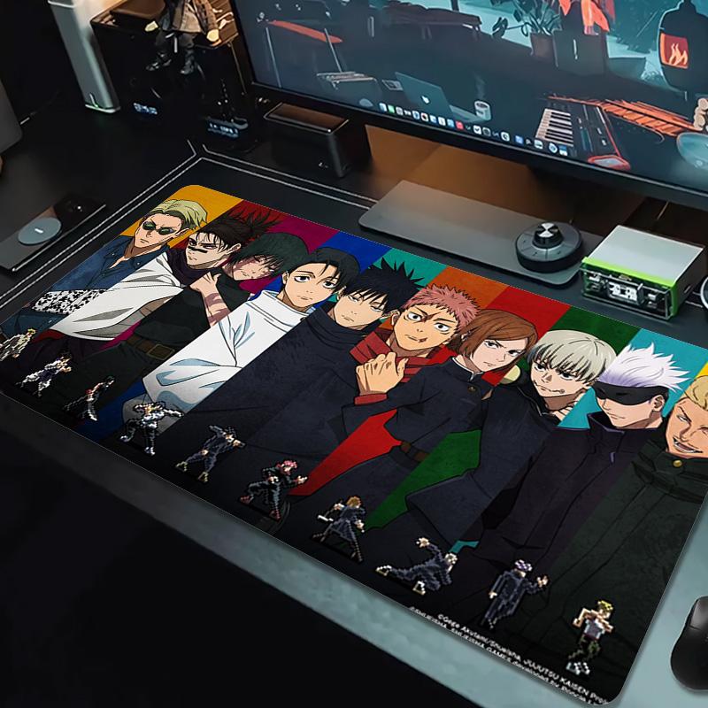 Tappetino per Mouse Colorato Anime Jujutsu Kaisen Grande Cuscino per Tavolo da Gioco Antiscivolo per Laptop Tablet Mousepad Grande Tappetino XXL Mini PC Playmat Con Bordo Lock