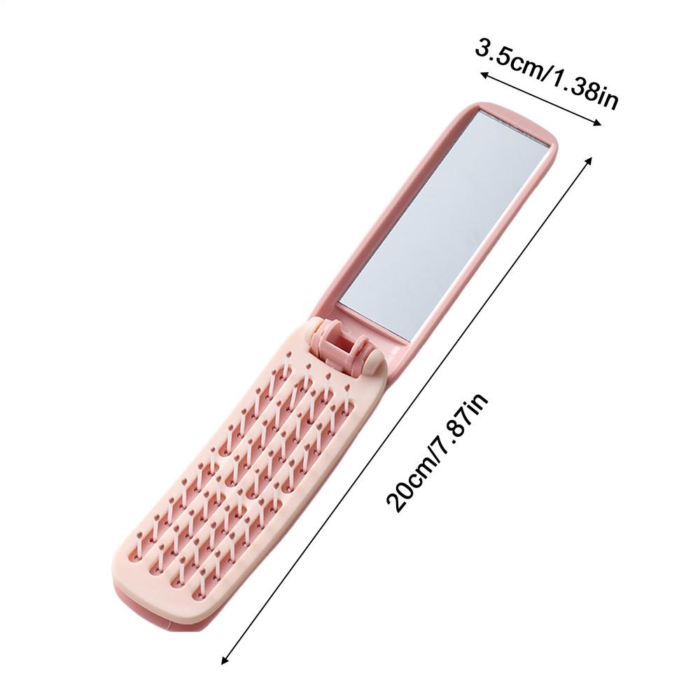 

Travel Hair Brush With Mirror Folding Massage Portable Compact Hair Brush Folding Comb For Women Girls Traveling Daily Purse Gym рожевий