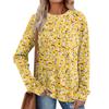 Women's Winter Color-Block Printed Lightweight Brushed-Cotton Round Neck Top