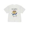 European Size Cute Cartoon Bear with Head-Hugging Pose | Casual White Short-Sleeve T-Shirt with Korean Funny Text, Comfortable for Spring/Summer