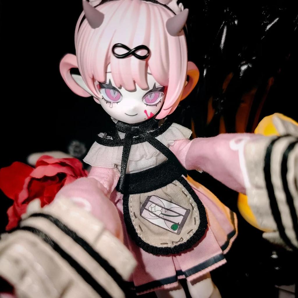 Bahomu Blind Doll Devil Horn Series BJD Articulated Doll Blind Box 1/8 Scale 19cm Cute Devil Girl Doll Collection 6 Types + 1 Secret Type Dress-up (1