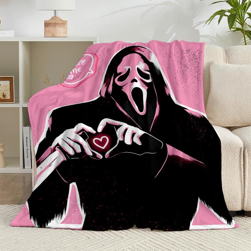 1PC Scr-eam Horror Movie Flannel Blanket Gift, Suitable for Both Men And Women, Soft Ideal for Beds And Sofa, Birthday Or Christmas Gift