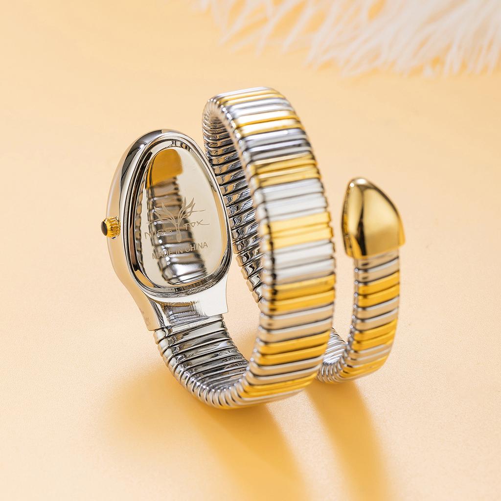 MISSFOX Classic Snake Shape Watch for Women Gold Silver Scaleable Bracelet Womens Watches Quartz Ladies Wristwatch