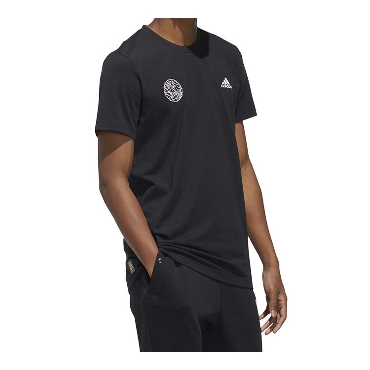 Adidas Letter Logo Print Short Sleeve T-Shirt Men Tops Black FU6219