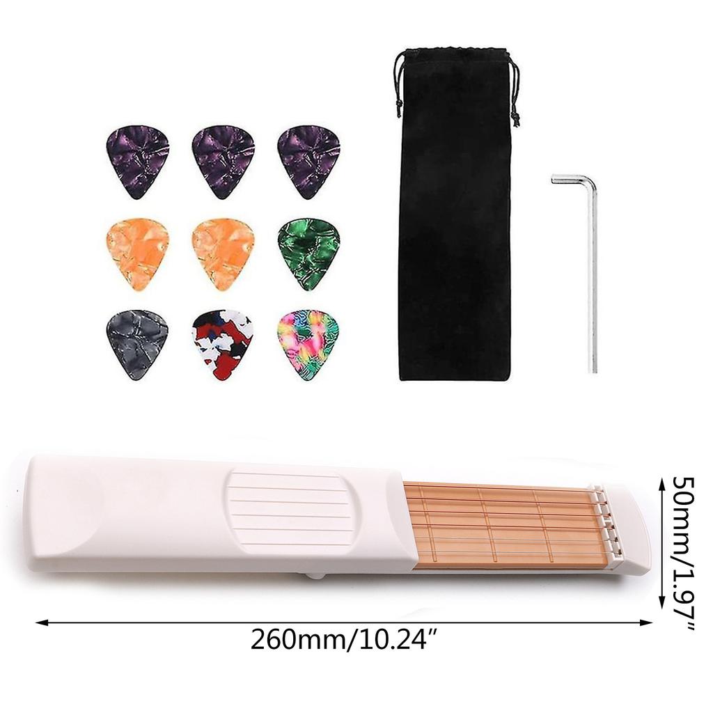 Pocket Guitar Trainer, 6 Fret Mini Portable Pocket Guitar Practice Neck Guitar Practice Tool Pocket Guitar Chord Trainer