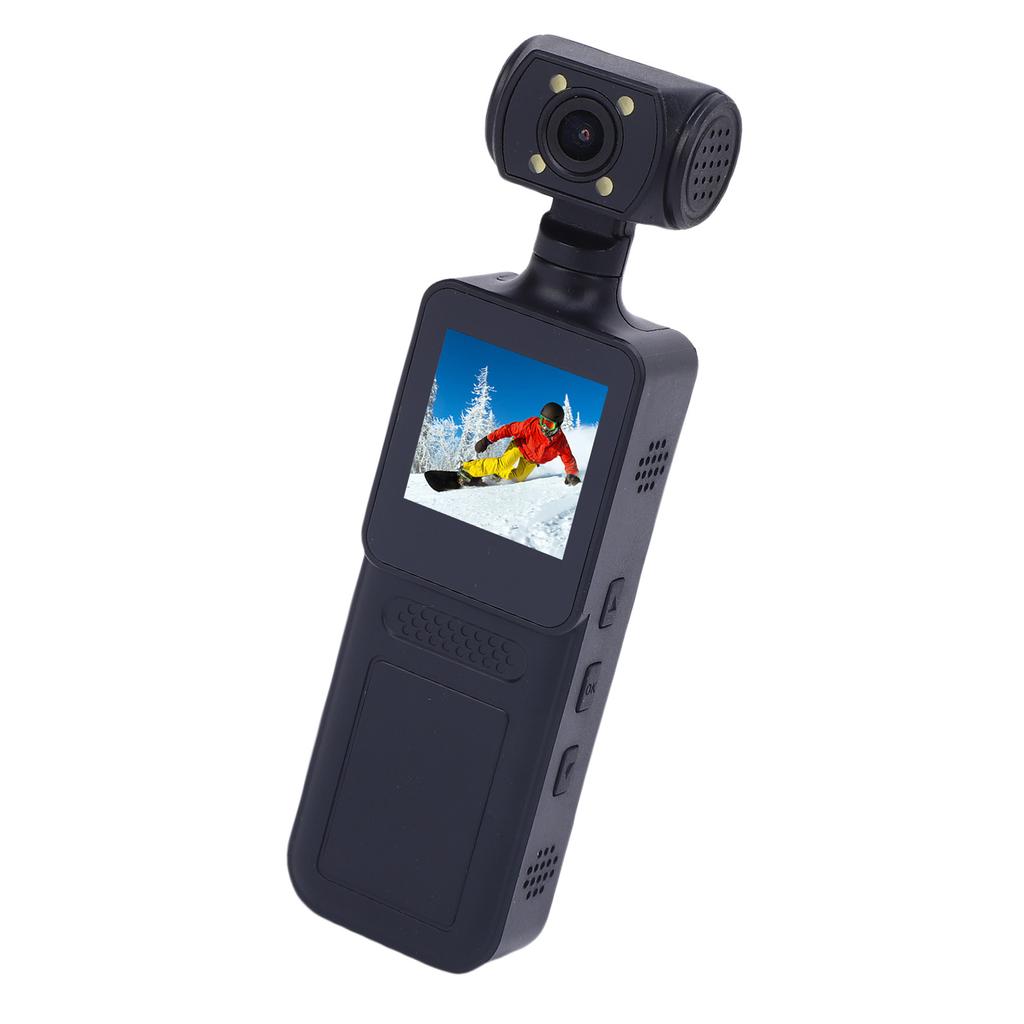 4K HD WiFi Action Camera 180 Degree Rotating Lens Handheld Camera with LED Light APP for Outdoor Sports Travel