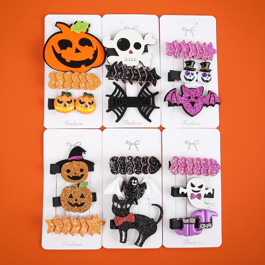3PCS Halloween Hair Clips Pumpkin Devil Hairpins Girls Star Hairclips Festival Party Cosplay Heart Barrettes Kids Headwear