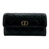 Long Wallet Canage Leather Lady Dior Purse Black Leather Women Used