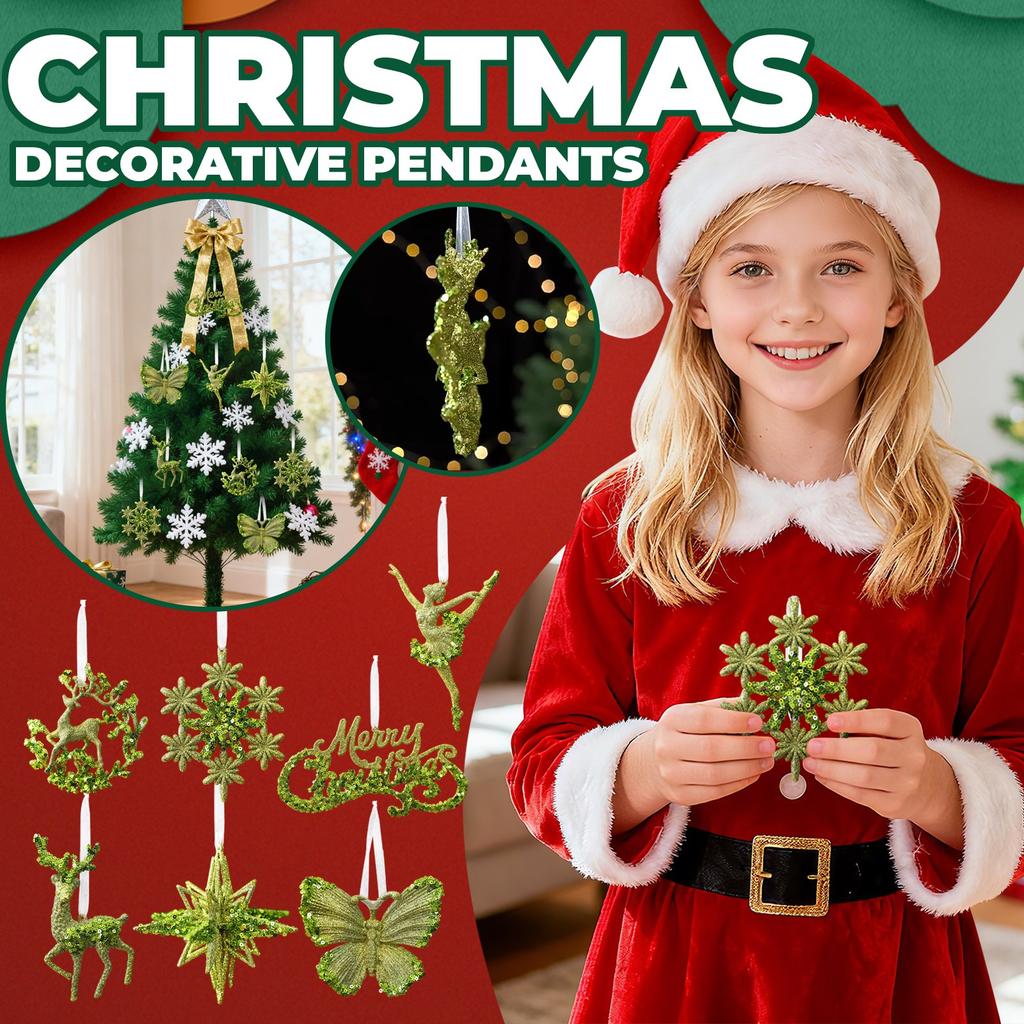 Fruit Green Sequined Christmas Decoration Snowflake Pendant