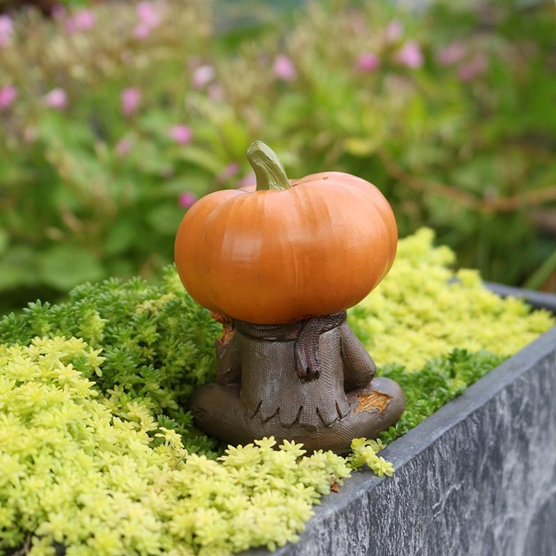 Halloween Resin Pumpkin Scarecrow Fishing Micro Landscape Desktop Outdoor Courtyard Flower Pot Balcony Decoration