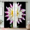 2pc    Window Curtains Modern White Flowers Versatile Polyester  Without Electricity Holiday Decorations Use for Apartment