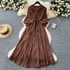 Vintage Elegant Embroidered Button Dress A-line Chic Casual Beach Vacation Women Summer Dresses