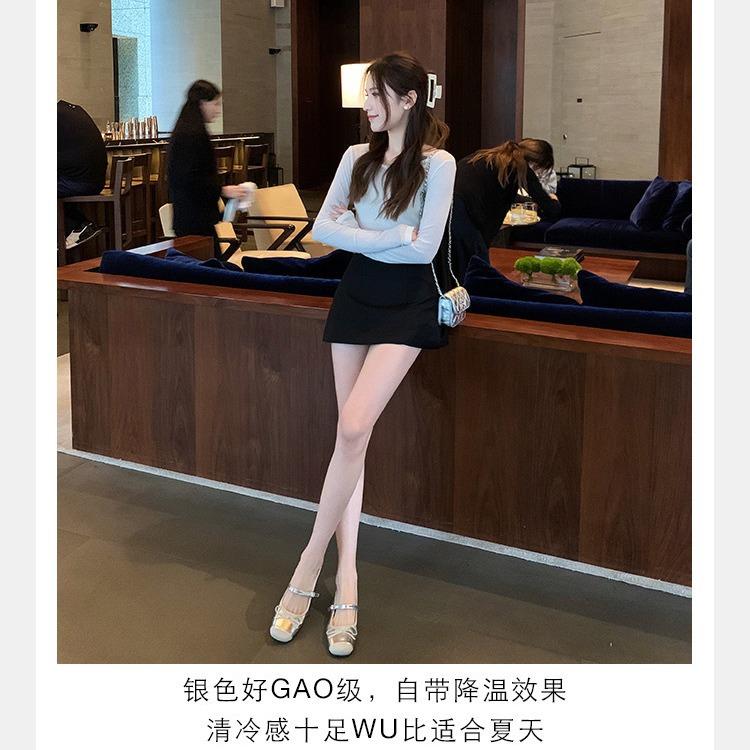 Leather Ballet Shoes Women's Bow Cool Slippers Square Head Temperament Retro Summer Outer Wear Bag Head Single Shoes Half Slippers