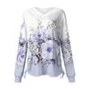 Women's Fashion Casual Printed Long-sleeved V-neck Pleated Loose T-shirt Top