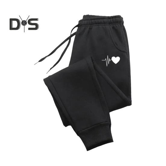 

Брюки унисекс весна-осень с эластичной резинкой на талии, с резинкой на щиколотке, с узором в виде сердца, плотные плюшевые брюки, однотонные, свободные, в уличном стиле, спортивные брюки M