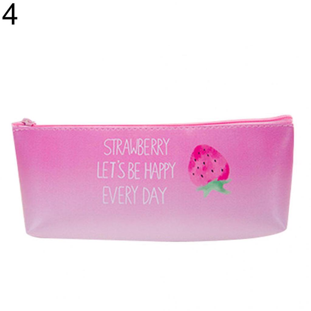 Härlig Strawberry Faux Läder Pennfodral Väska Girls Brevpapper Skolmaterial