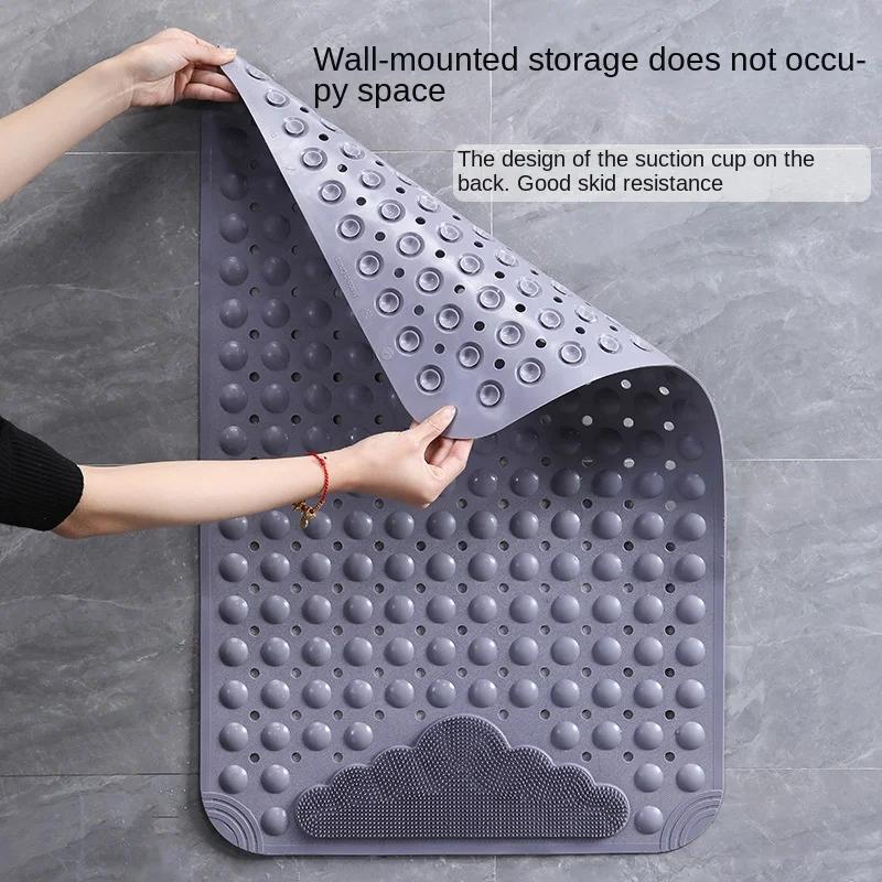 Anti-skid TPE Bath Mats Rectangle Soft Shower Bathroom Massage Mat Suction Cup Non-slip Bathtub Carpet Wash Foot  Bath Mat
