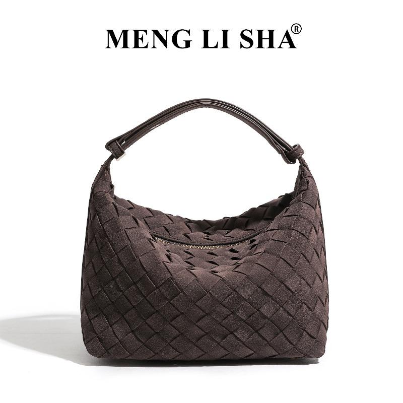 

New suede hand-woven bag, portable lunch box bag, simple and small one-shoulder crossbody bento bag кофейный