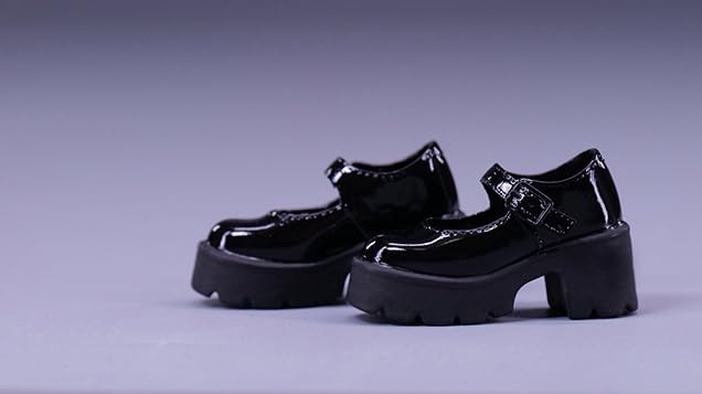 

[TOYBARJAPAN] VSTOYS 22XG90 High School Girl Leather-Look Student Shoes (Black A) for 1/6 Scale Figures, Compatible with TBLeague and Worldbox Figures