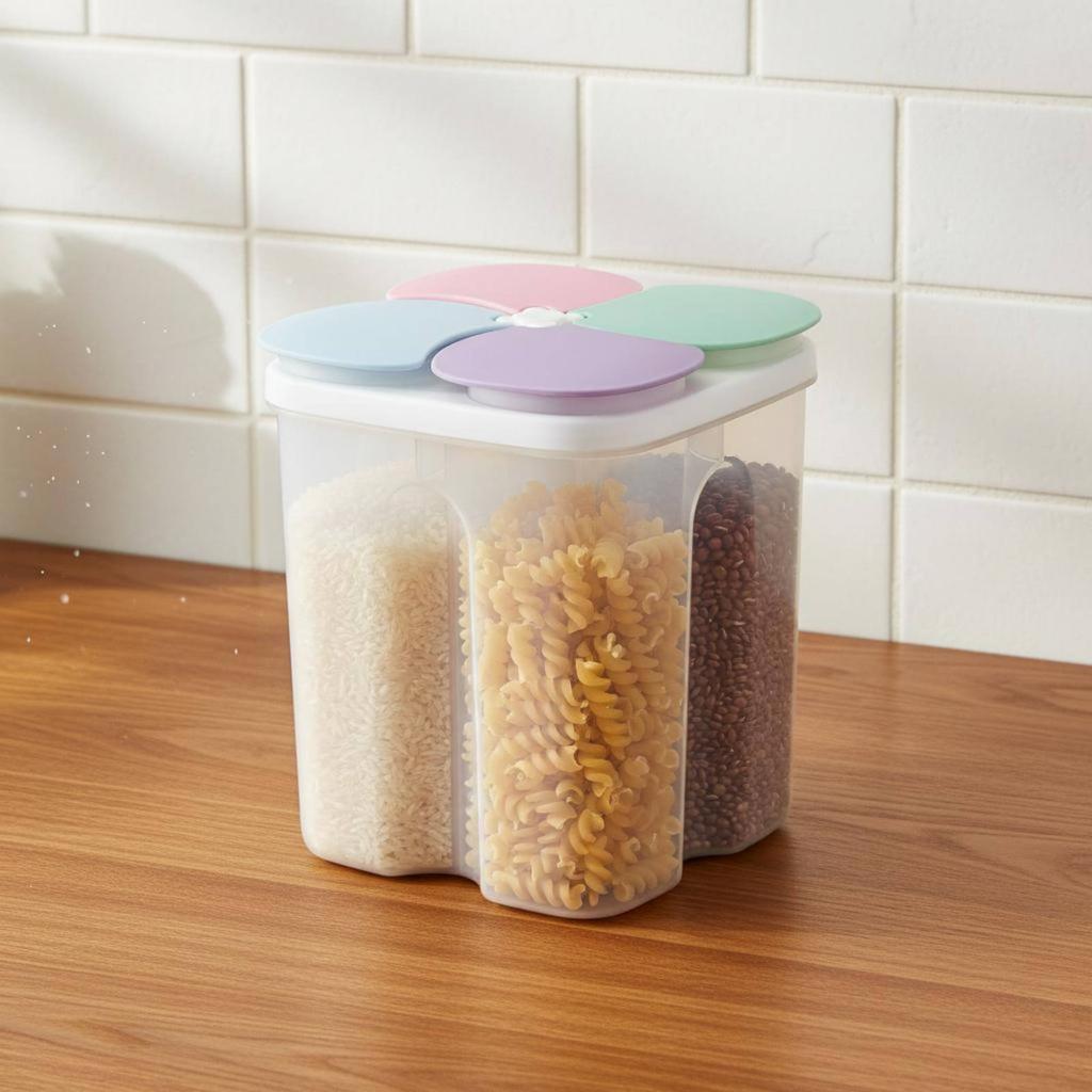 Sealed Food Storage Container Dustproof Divided Food Storage Container Multi-Compartment Pantry Canister Large Capacity