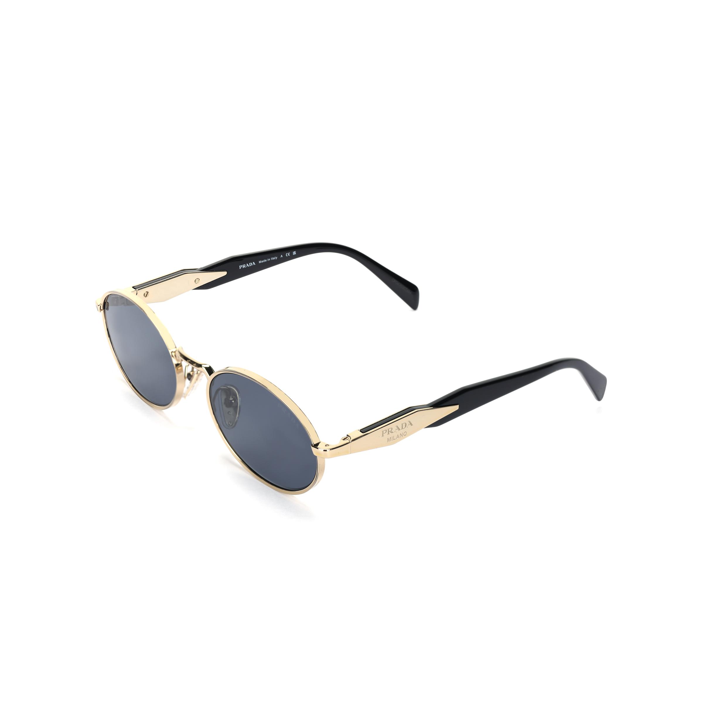 

Prada Letter Decor Oval Sunglasses Women sunglasses Gold PR65ZSZVN09T Basic Packaging-Eyeglass Case+Box,55,Gold
