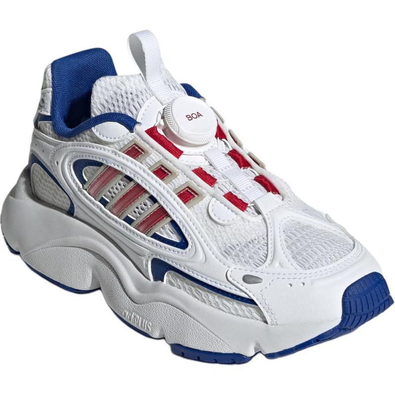 adidas Originals Ozmillen Anti Slip Wear Resistant Low Top Kids Lifestyle Shoes White/Blue/Light Scarlet Sneakers JR8367