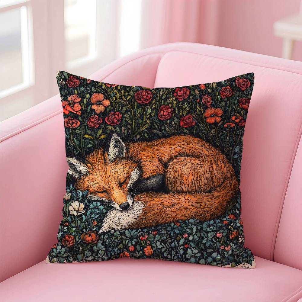 William Morris Art Fox Pillow Case pattern printing pillowcase living room sofa cushion cover bedroom room decor