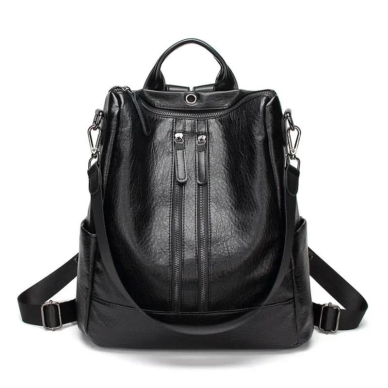 

Vintage Women Backpack PU Leather School Backpacks Female Casual Travel Bag Large Capacity Shoulder Bags for Women