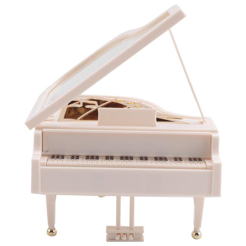 Premium-2X Piano Music Box, White Clockwork Mechanical Musical Boxes, Classical Music Box For Girls Birthday Gift