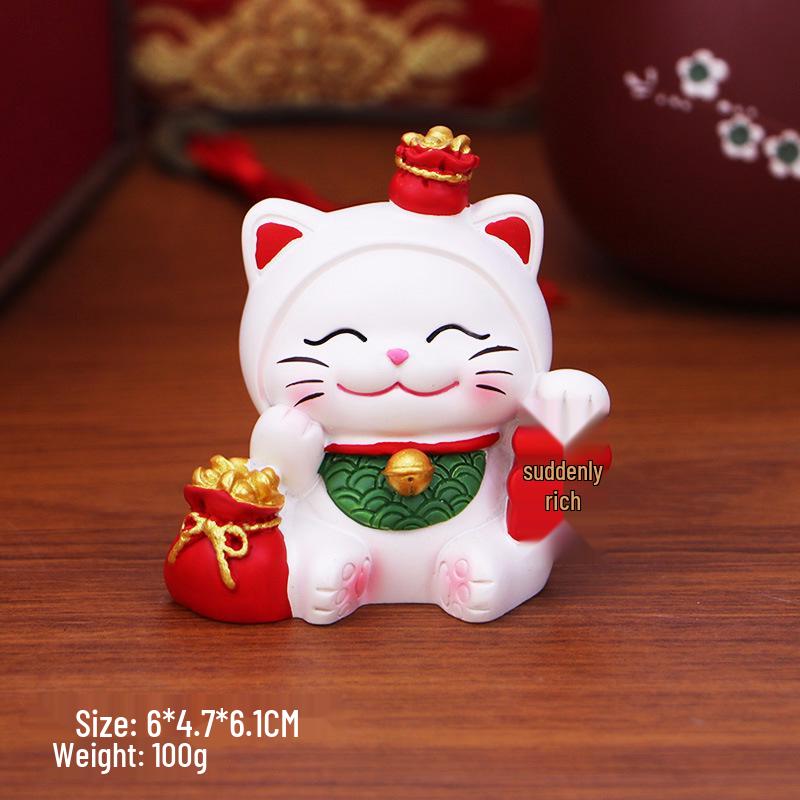 Figurine de Chat Porte-Bonheur Créative pour Bureau, Bureau ou Décoration de Voiture