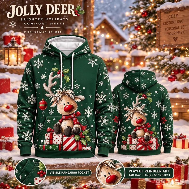 Santa Claus Christmas Hoodie For Men Funny Holiday Sweatshirt With Reindeer Snowman Tree Print Ugly Sweater Xmas Party Wear Tops