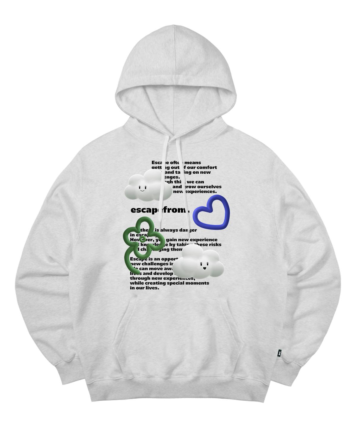 Escape From 3D Cloud Print Hoodie White Melange L