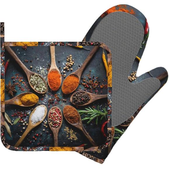 Day of The Dead Oven Mitt and Pot Holder with Silicone Heat Resistant Kitchen for Cooking BBQ Baking Grilling Cooking Protection