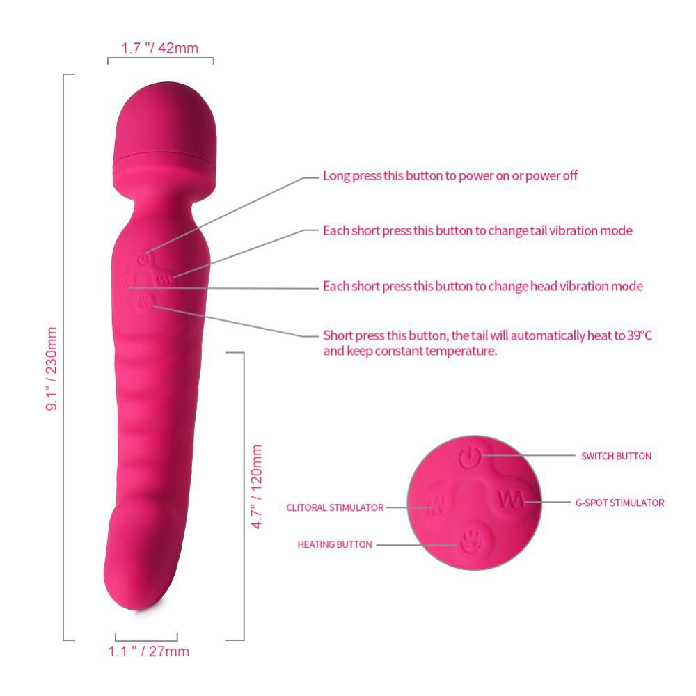 Multi-Frequency Heated Vibration Rod with Dual Motors for Women