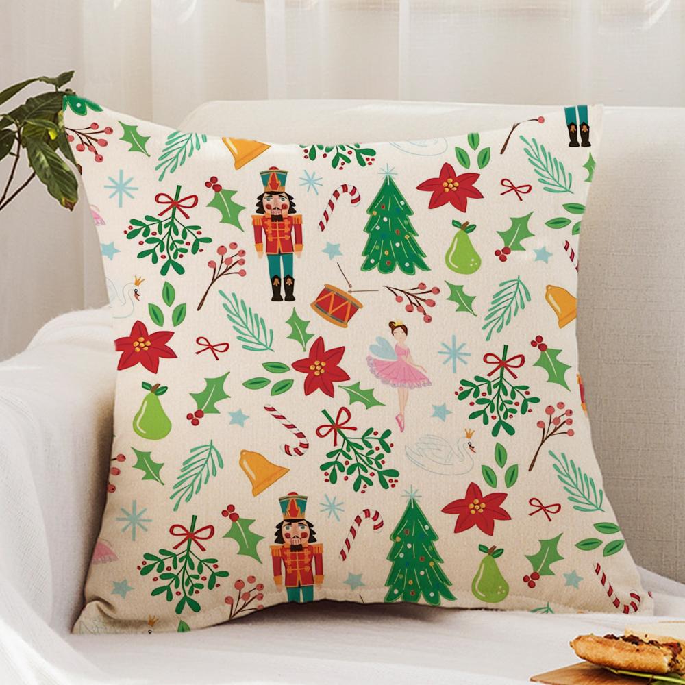 N-Nutcracker S-Soldier Christmas Cushion Cover Premium Comfort Reversible Pillow Cover - Dual - Use Design for Home & Car 12x12Inch